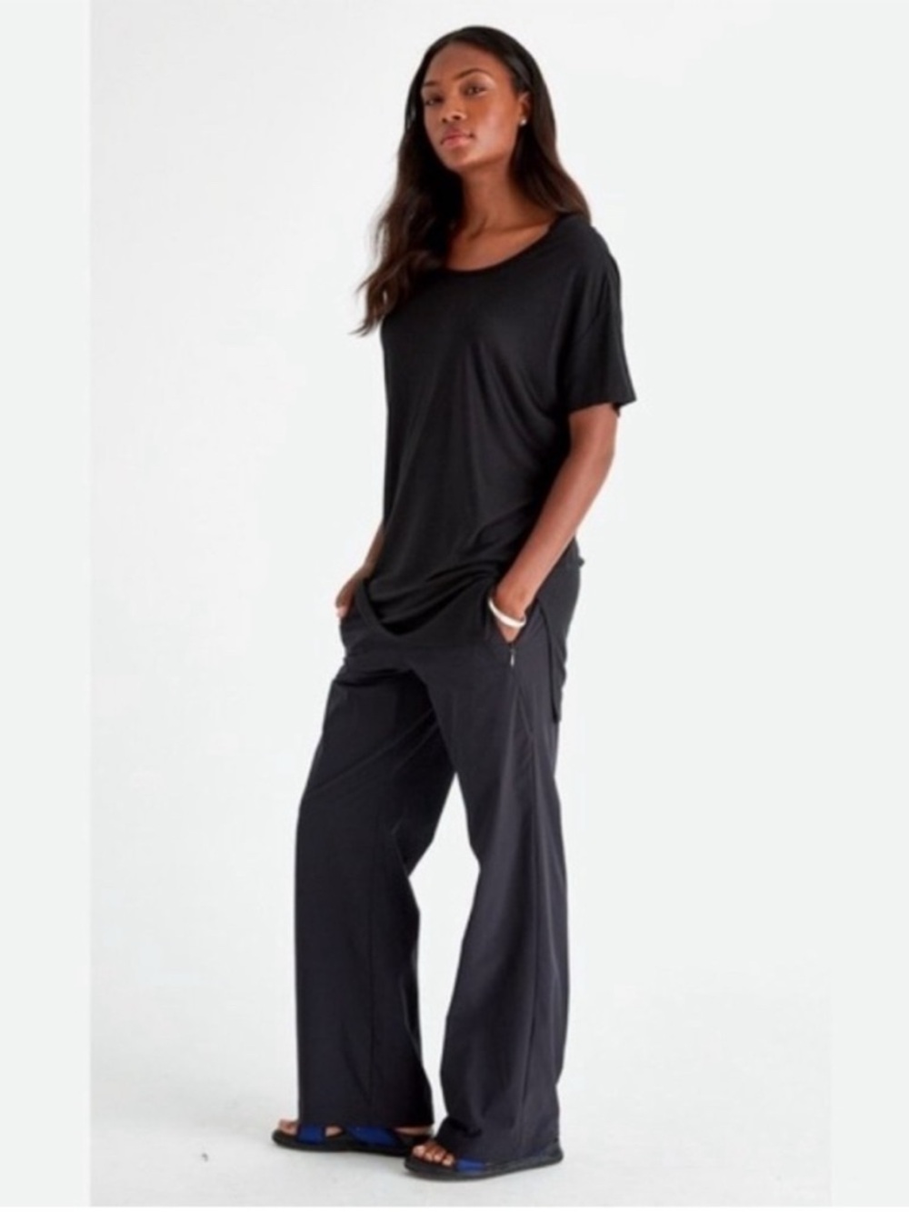 PASKHO Community Made Insanely Comfy Wide leg Travel Flight Pants Size Xl Black - Picture 2 of 7
